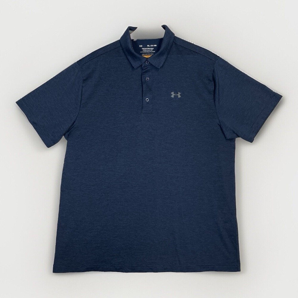Under Armour Men's UA The Playoff Heather Polo XL Blue UPF 30 Loose Stretch